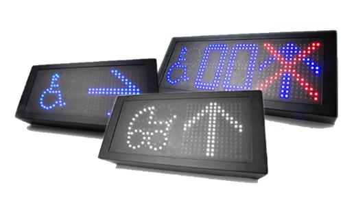 3 LED Displays show icons for disabled parking and mother and baby parking