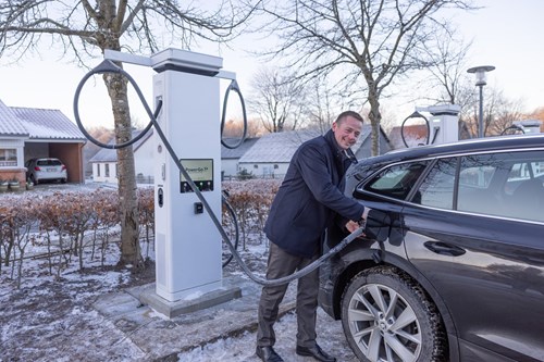 image of Danish Minster of Transport opening a new EV charging point